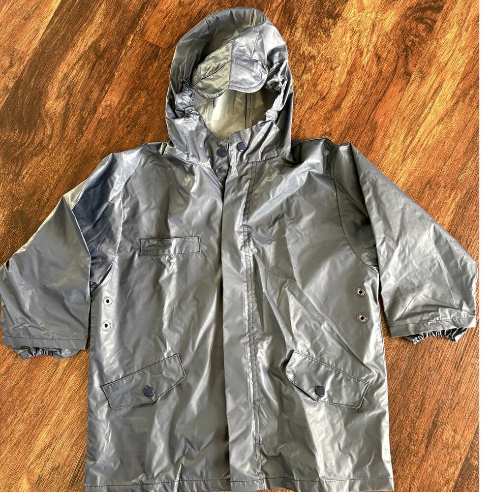 Vintage GAP Storm Buster Packable Rain Jacket Navy Blue Hooded PVC Coat XXS/XS